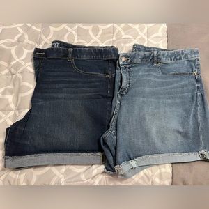 Terra & Sky jean shorts, set/2, EUC, size 26W, medium wash and lighter wash